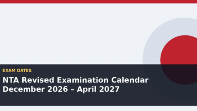 NTA Revised Examination Calendar December 2026 – April 2027